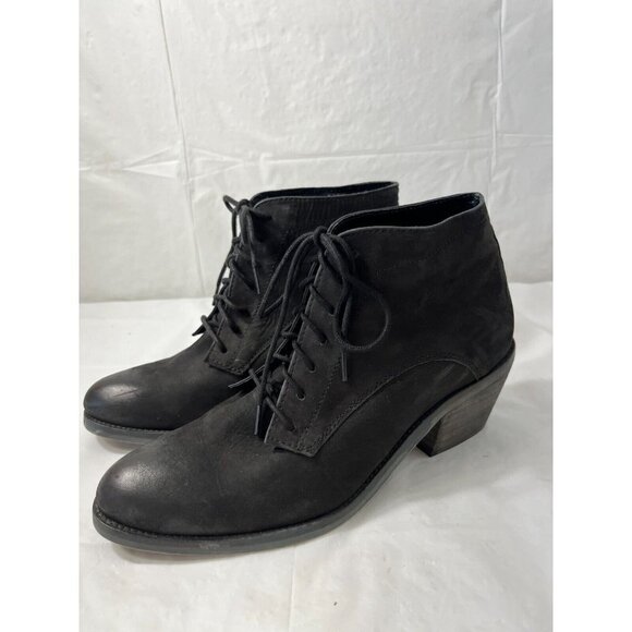 Topshop Able Black Nubuck leather Combat Ankle Boot Size 8.5 Lace Up - Picture 13 of 13